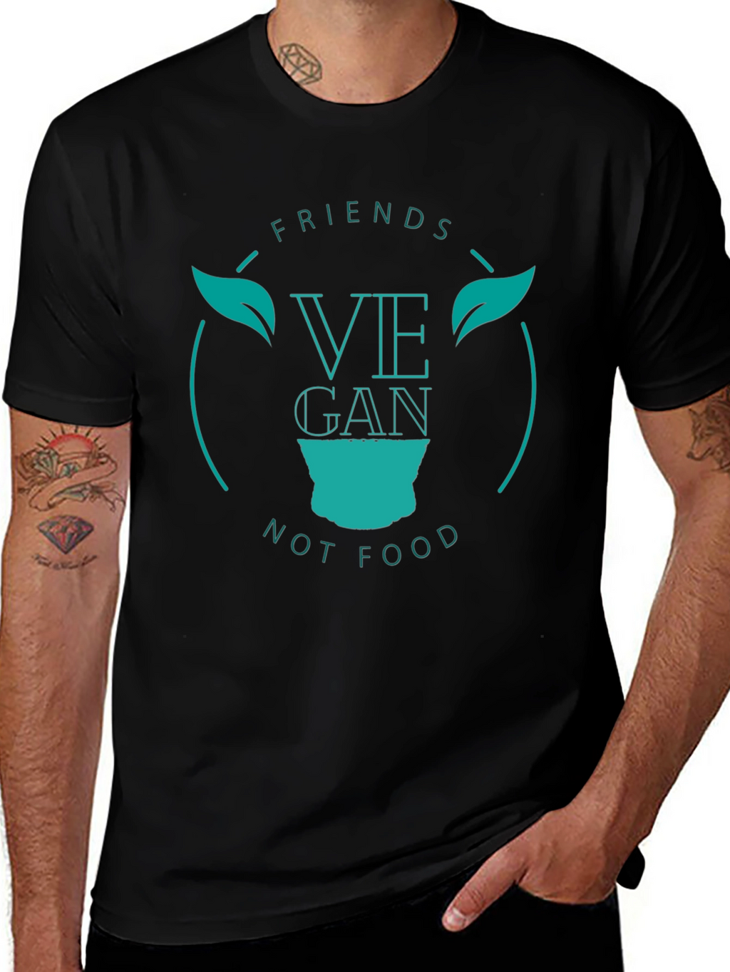 Vegan Friends Not Food Tee - Black