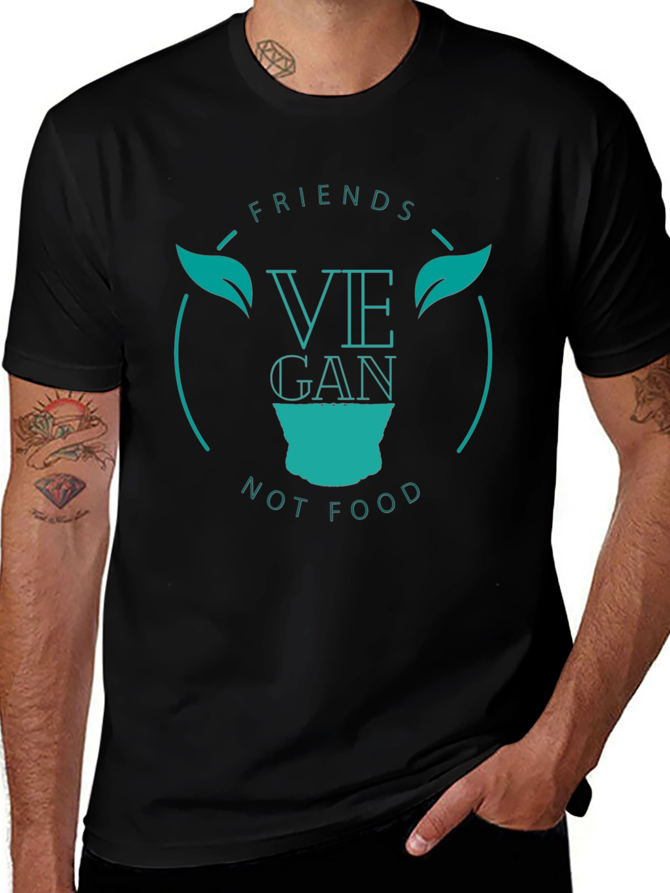 Vegan Friends Not Food Tee - Black