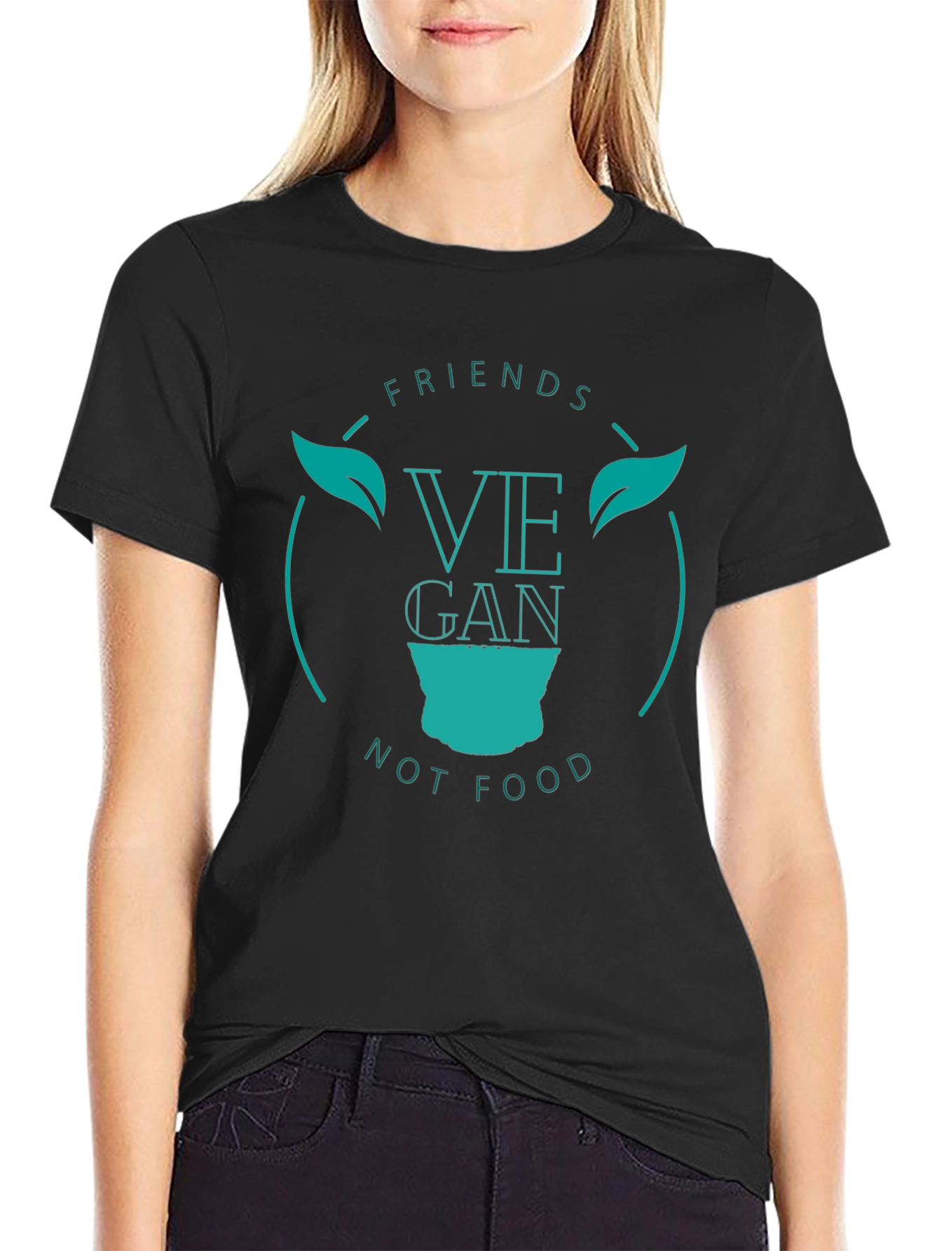 Vegan Friends Not Food Tee - Black
