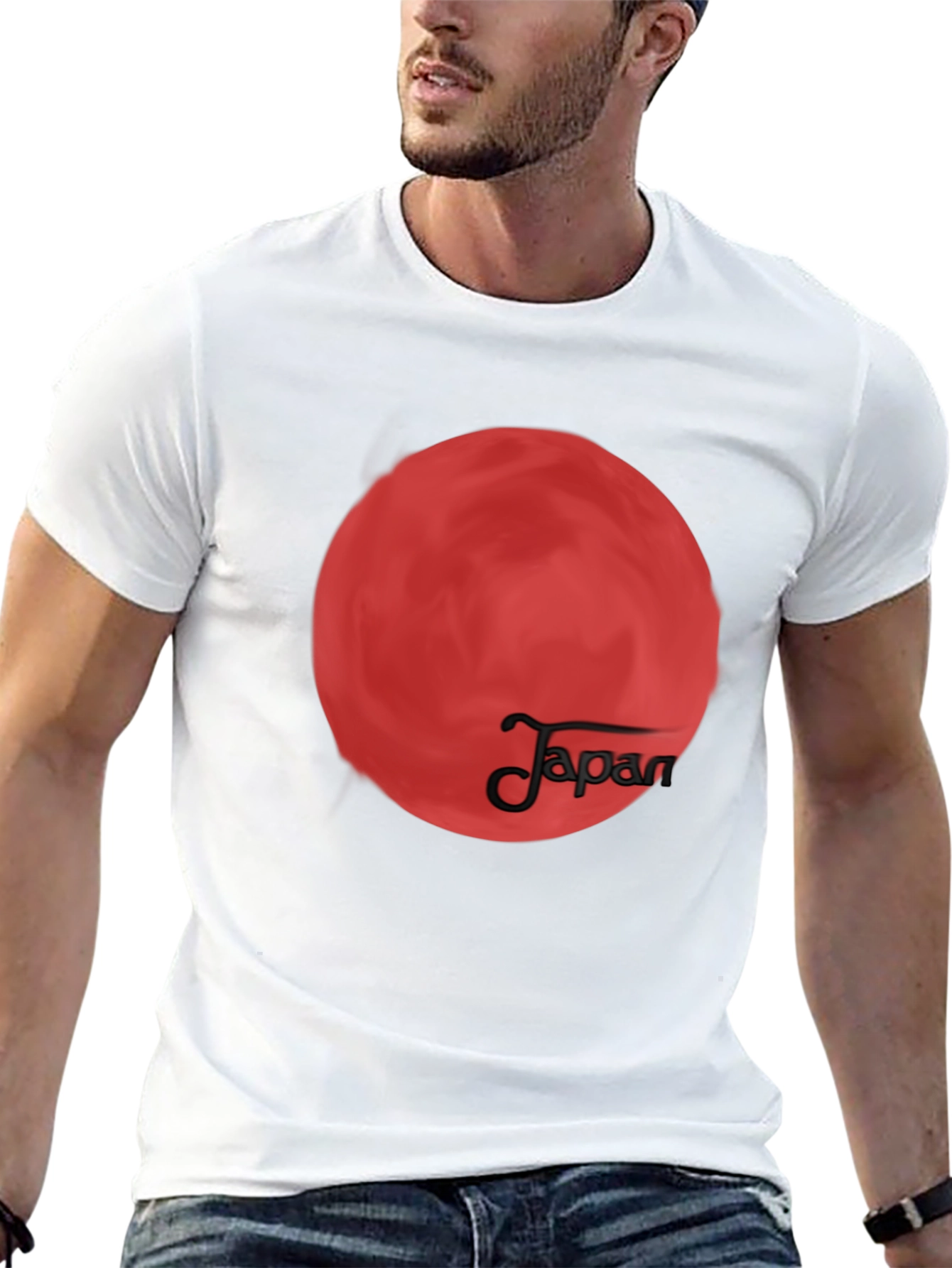 Japan Flag Inspired Graphic Tee - Black T-Shirt