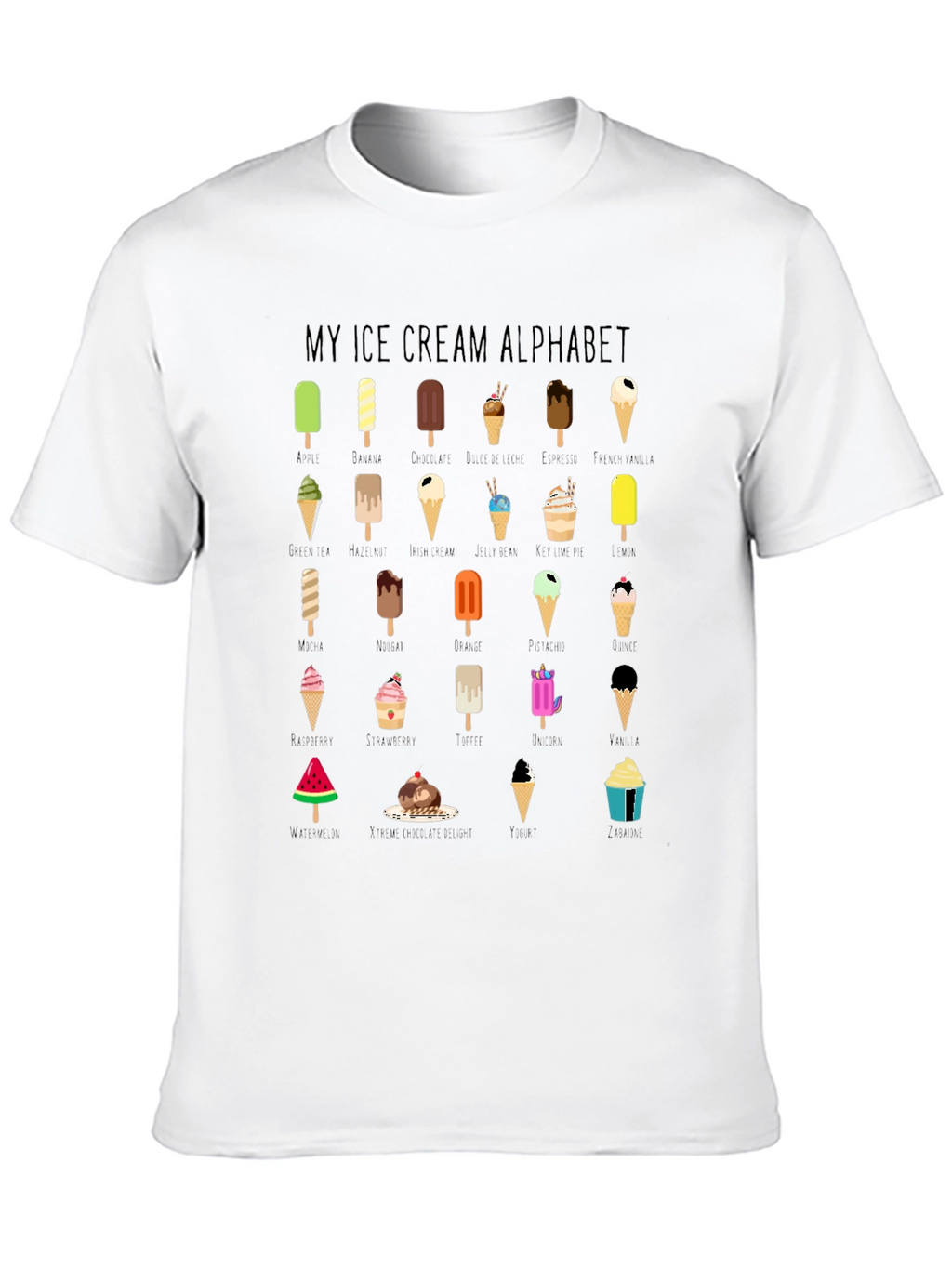 My Ice Cream Alphabet Graphic T-Shirt