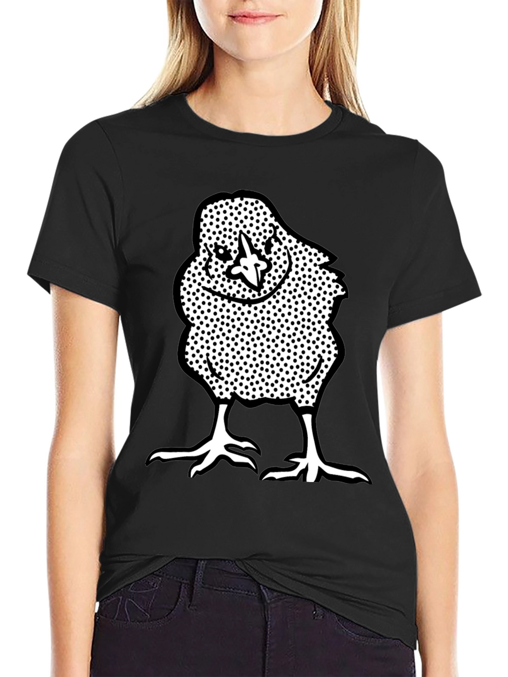 Chick Graphic Tee - Black Crew Neck T-Shirt