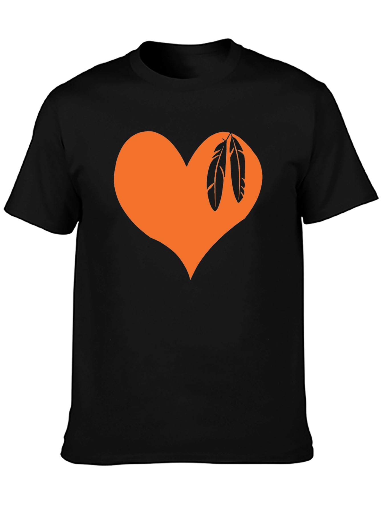 Orange Heart Feather Graphic Tee