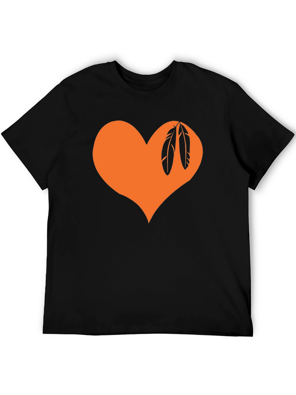 Orange Heart Feather Graphic Tee