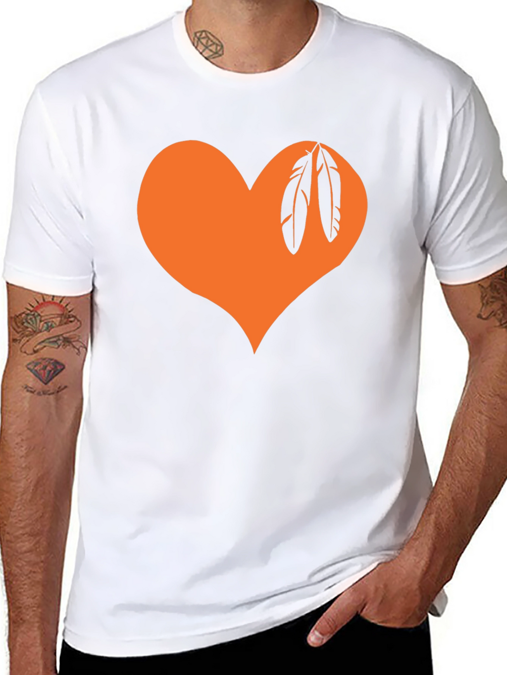 Orange Heart Feather Graphic Tee