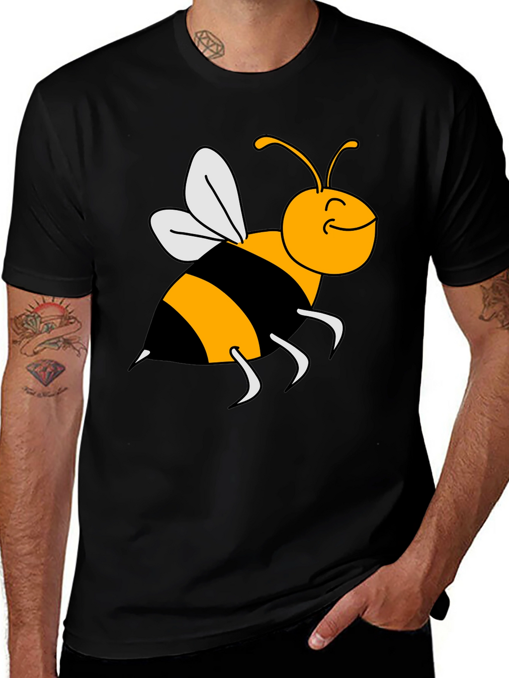 Bumble Bee Graphic Tee - Black Cotton T-Shirt