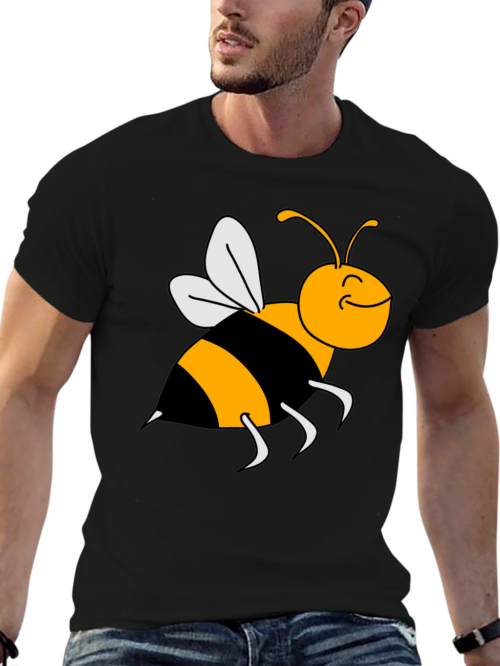 Bumble Bee Graphic Tee - Black Cotton T-Shirt