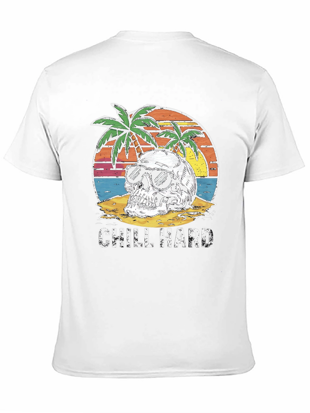 Chill Hard Skull Beach Graphic T-Shirt
