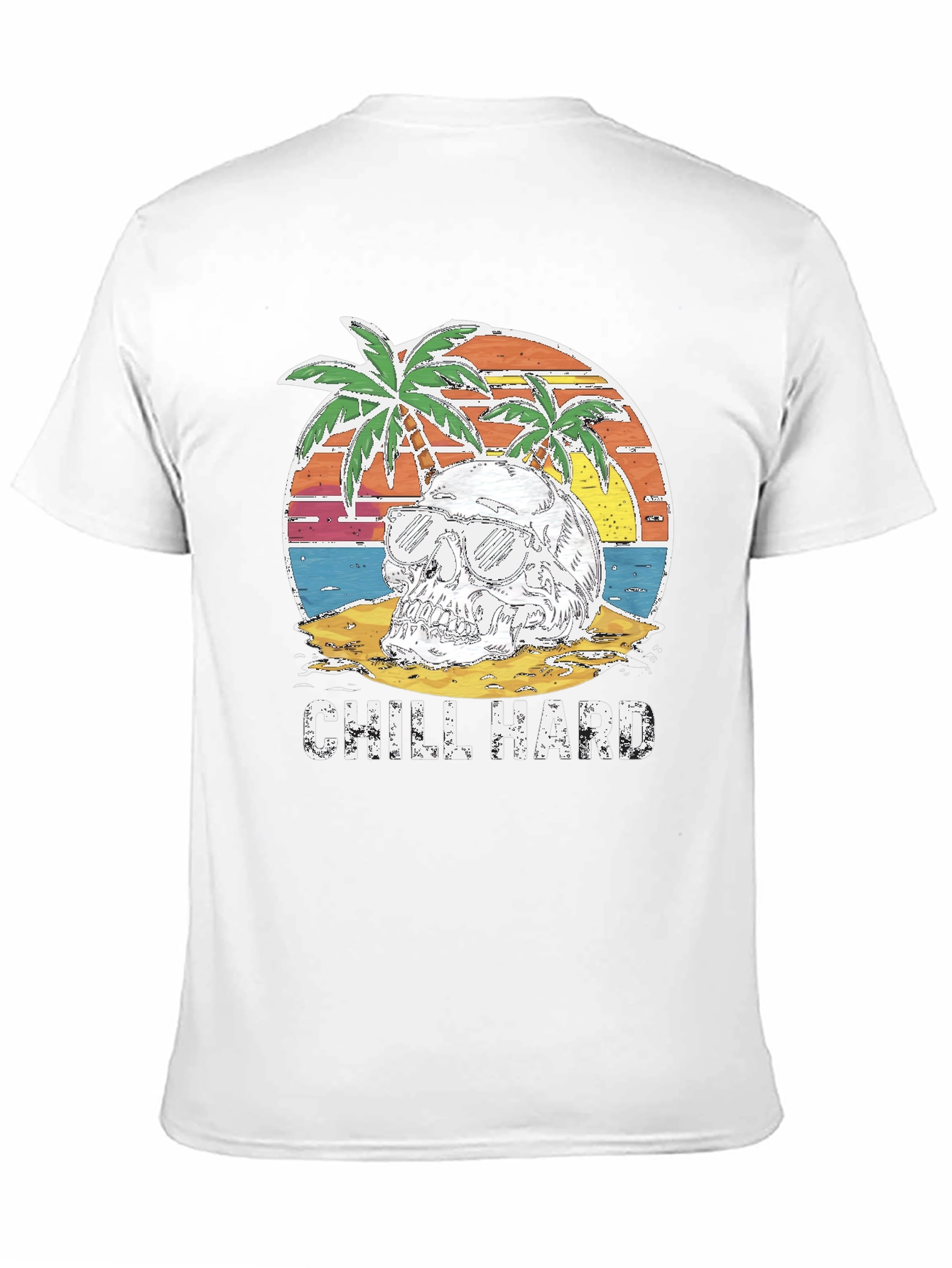 Chill Hard Skull Beach Graphic T-Shirt