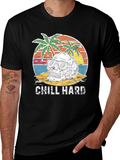 Chill Hard Skull Beach Graphic T-Shirt