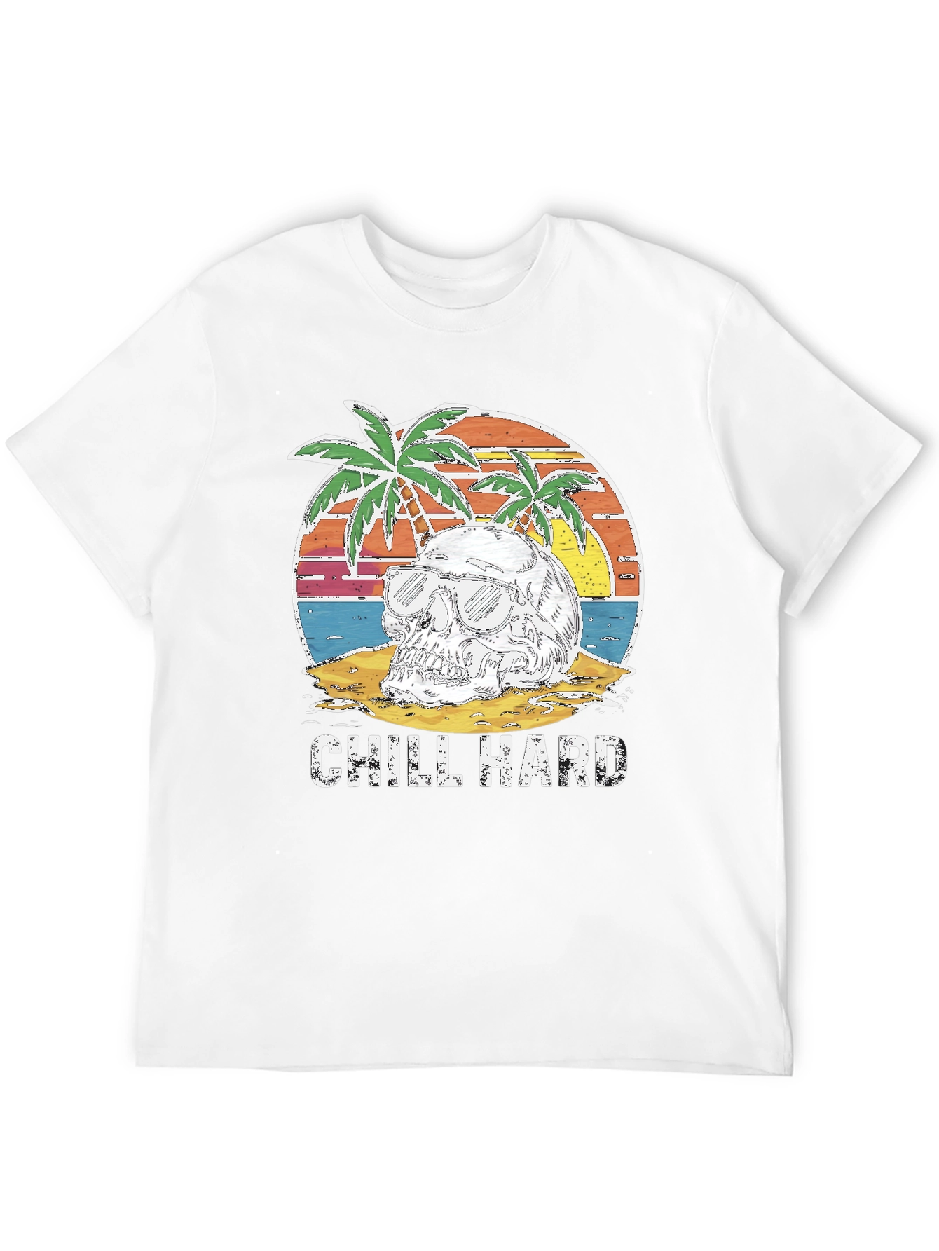 Chill Hard Skull Beach Graphic T-Shirt