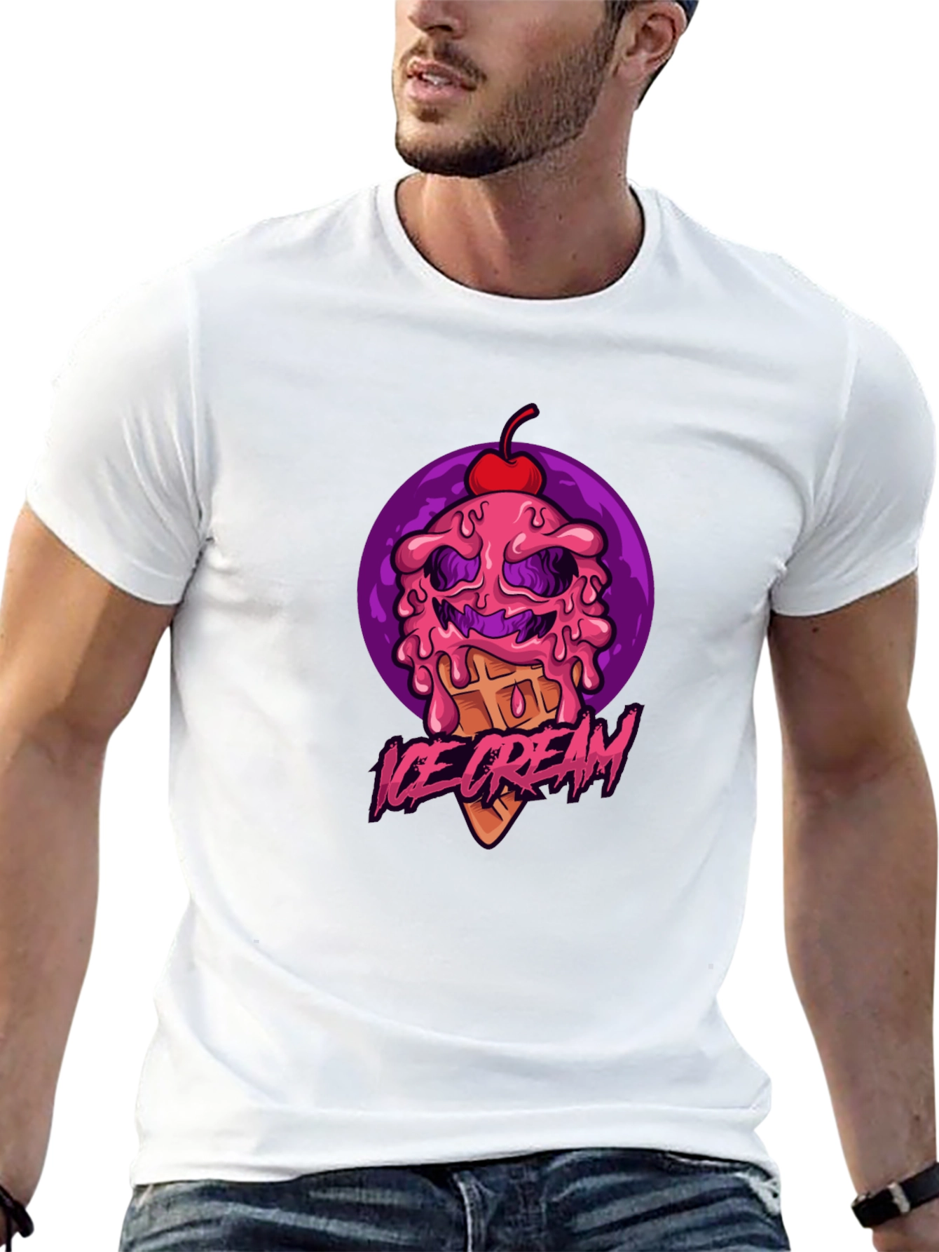 Ice Cream Monster Graphic Tee - Black