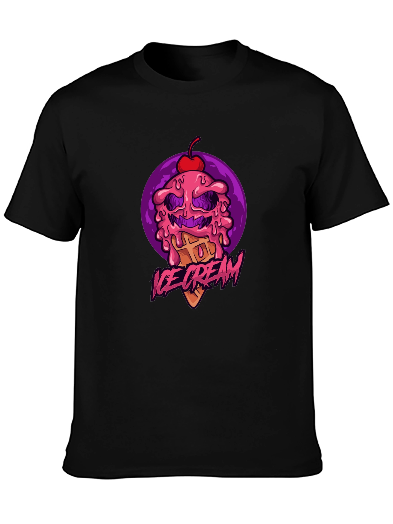 Ice Cream Monster Graphic Tee - Black