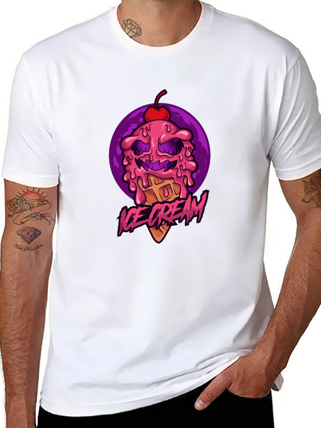 Ice Cream Monster Graphic Tee - Black