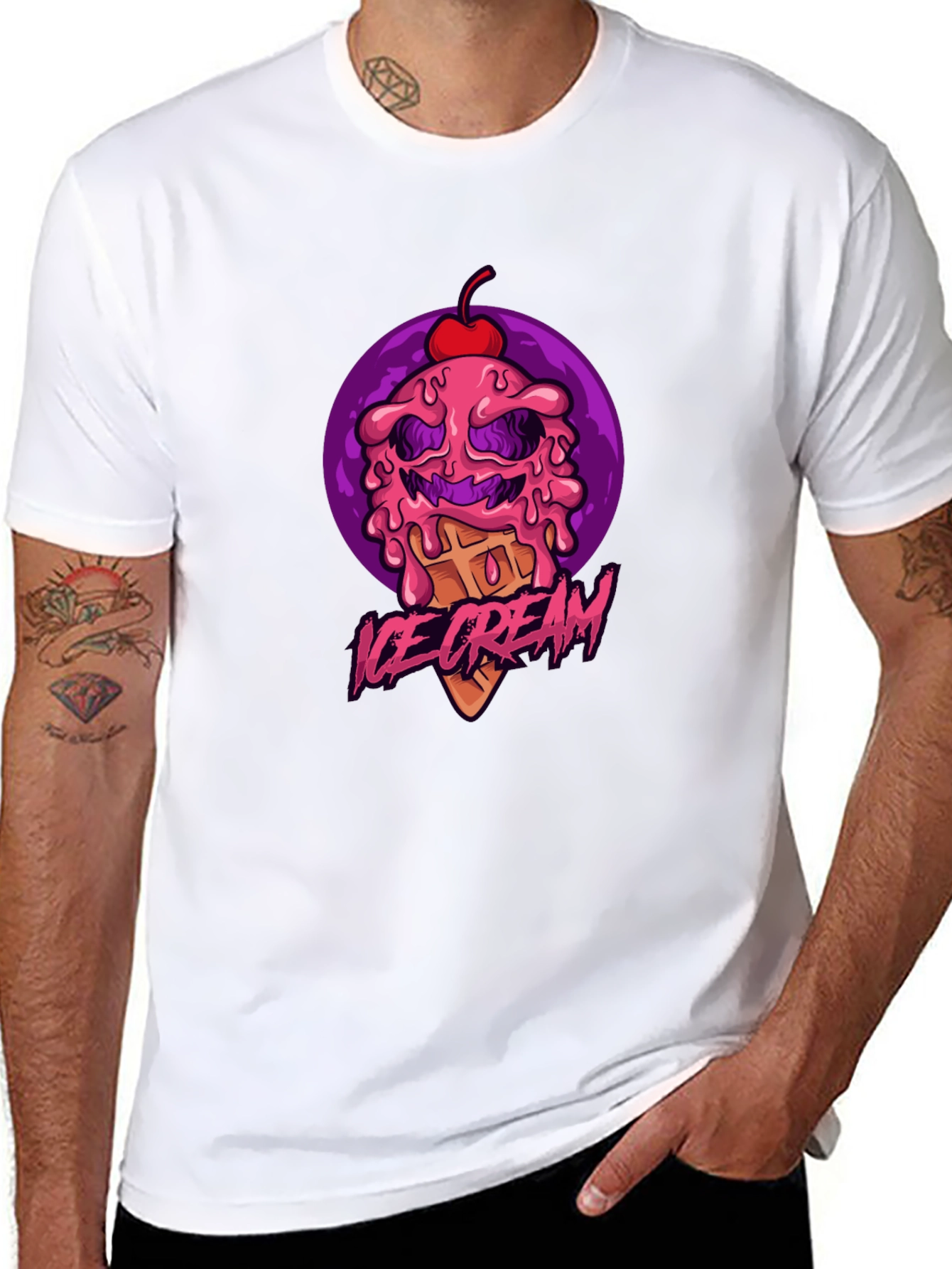 Ice Cream Monster Graphic Tee - Black