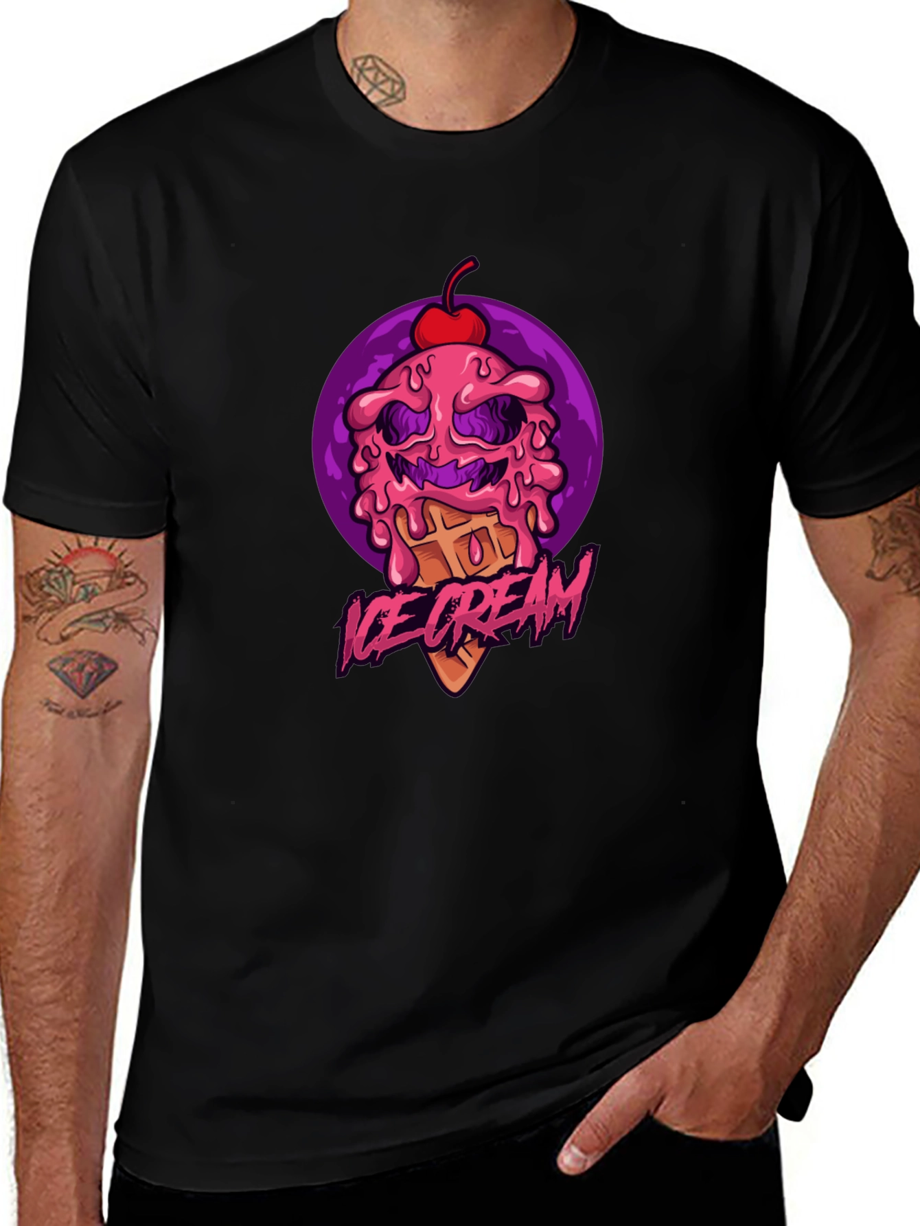 Ice Cream Monster Graphic Tee - Black