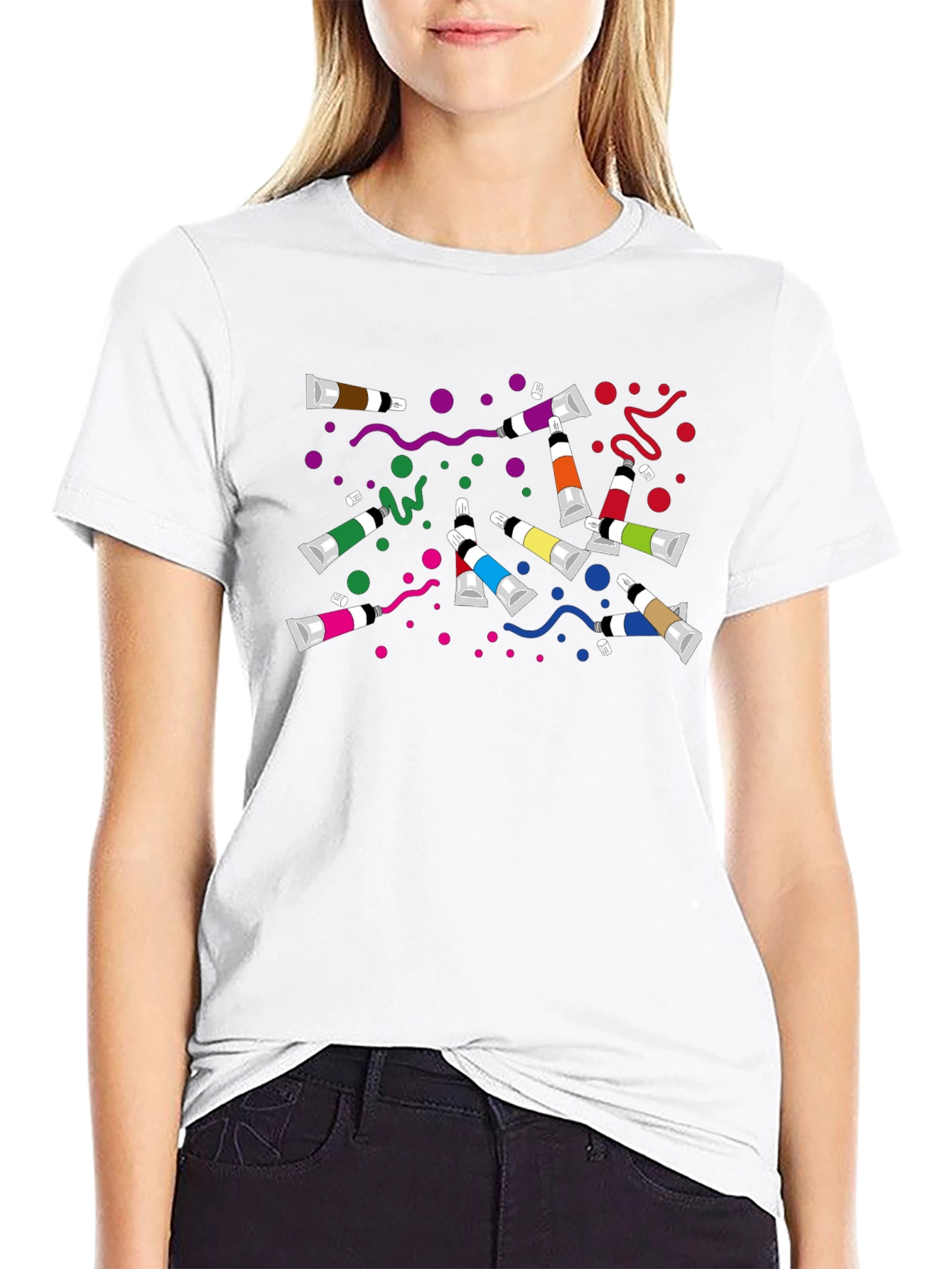 Colorful Paint Tube Graphic Tee - Artist T-Shirt