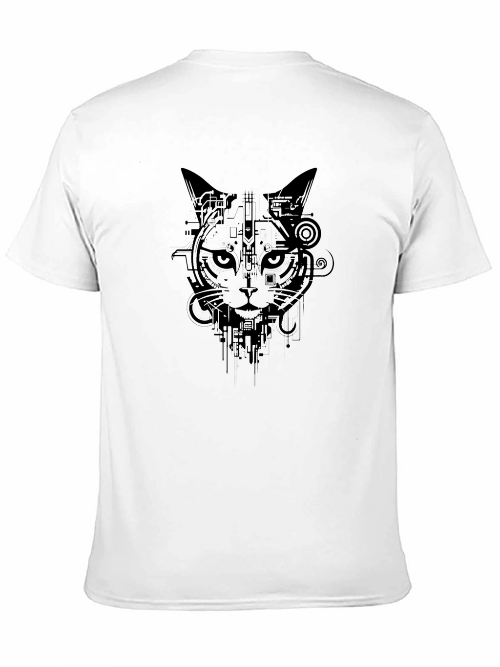 Cyber Cat Graphic Tee - Stylish Black T-Shirt