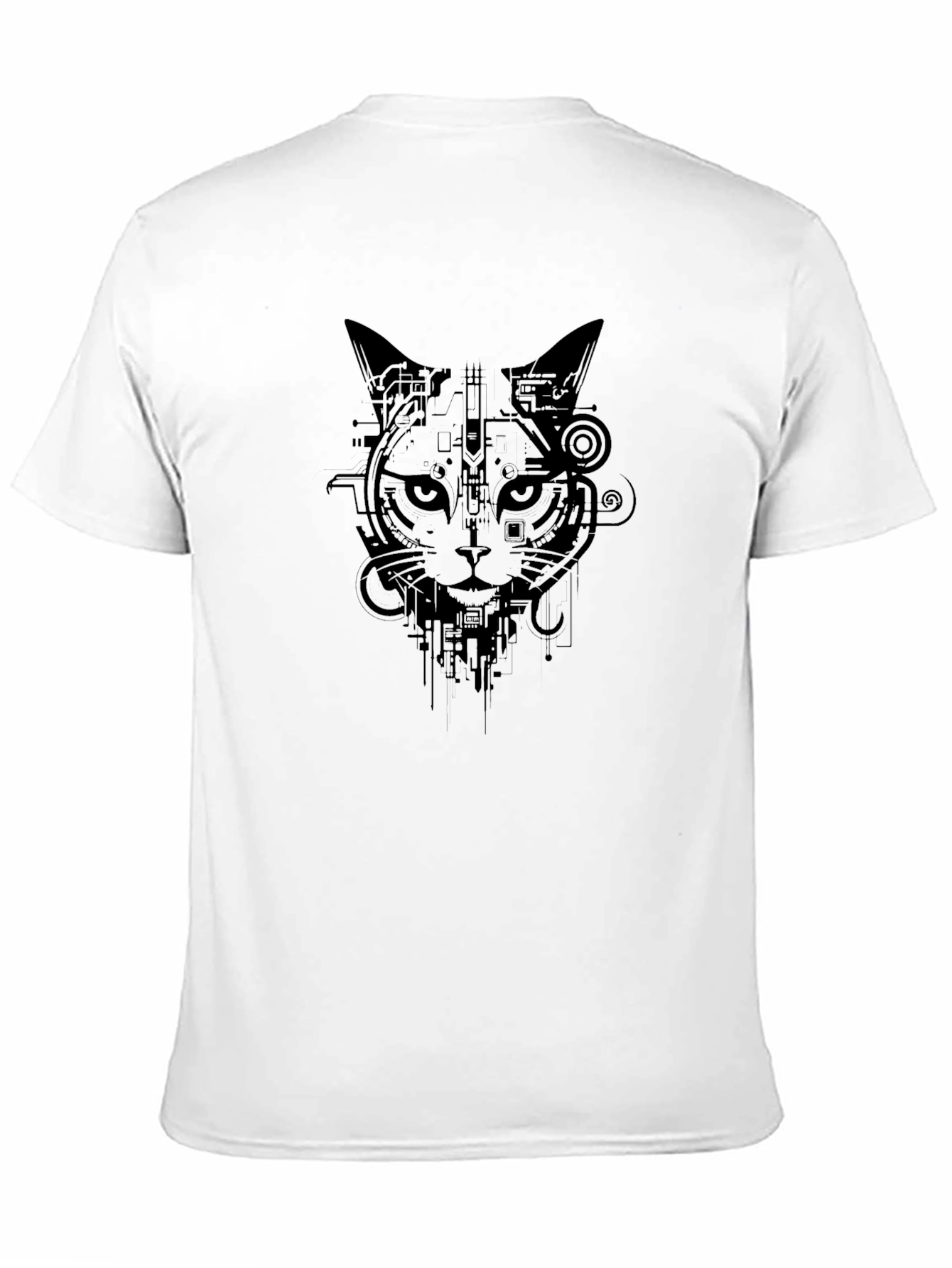 Cyber Cat Graphic Tee - Stylish Black T-Shirt