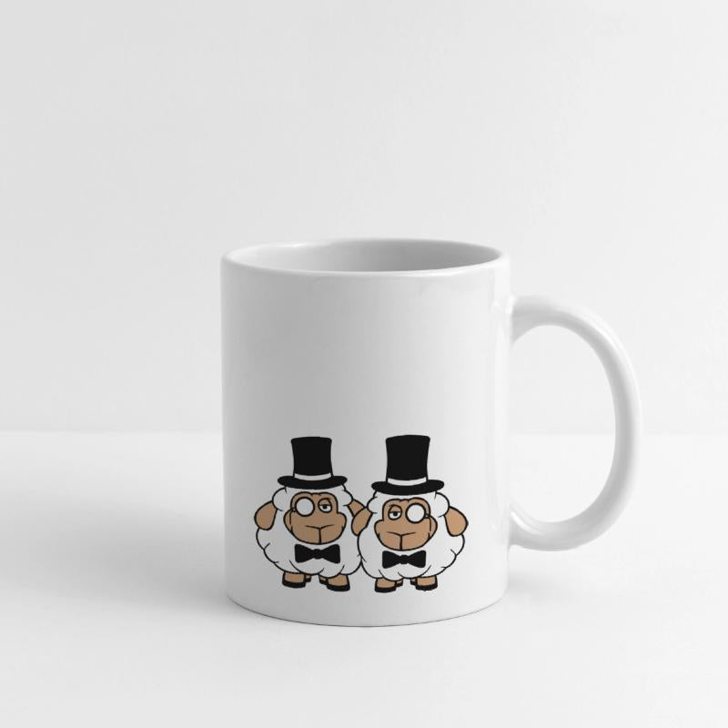 2 Sheep Men Gentlemen Top Hat Monocle Sir Two Mr.