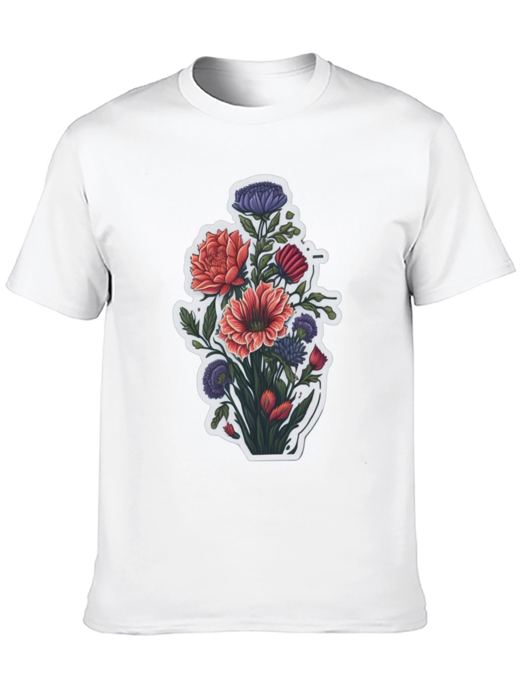 Floral Bouquet Graphic Tee - Stylish Mens T-Shirt