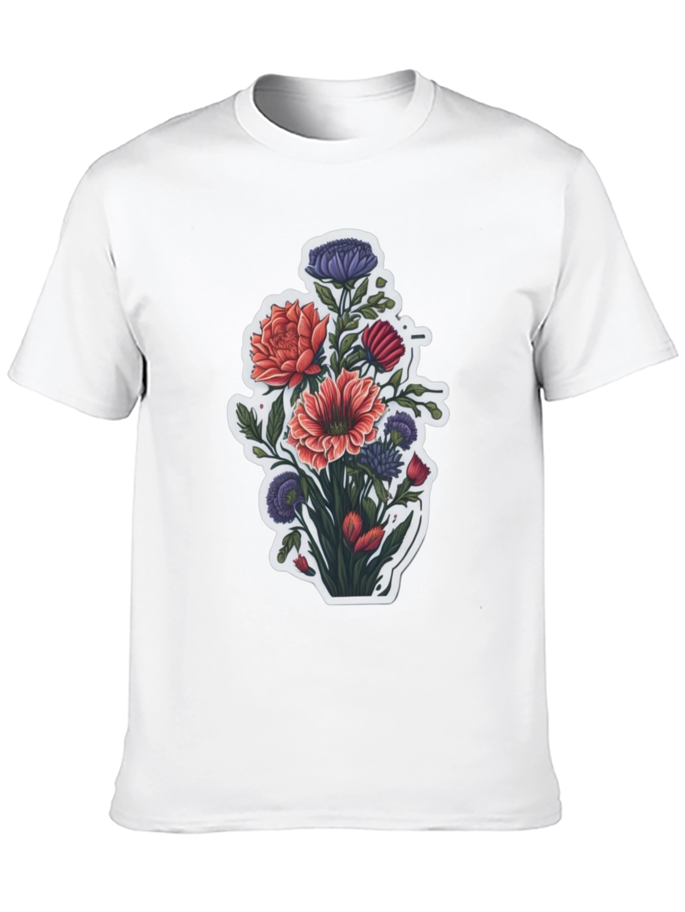 Floral Bouquet Graphic Tee - Stylish Mens T-Shirt