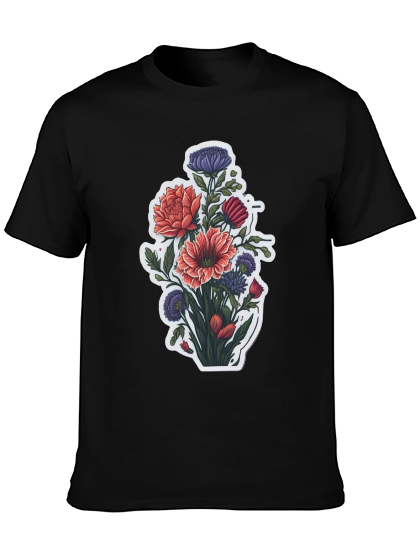 Floral Bouquet Graphic Tee - Stylish Mens T-Shirt