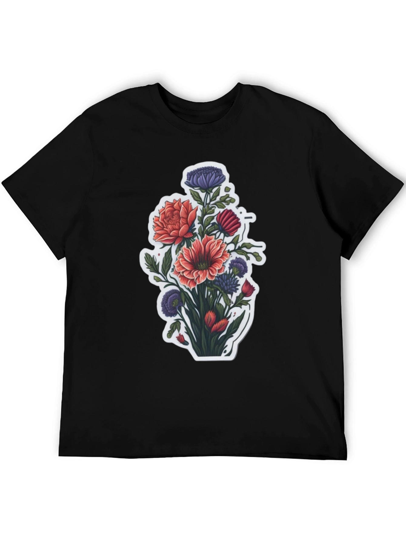 Floral Bouquet Graphic Tee - Stylish Mens T-Shirt