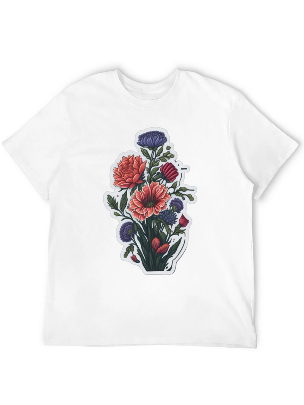Floral Bouquet Graphic Tee - Stylish Mens T-Shirt