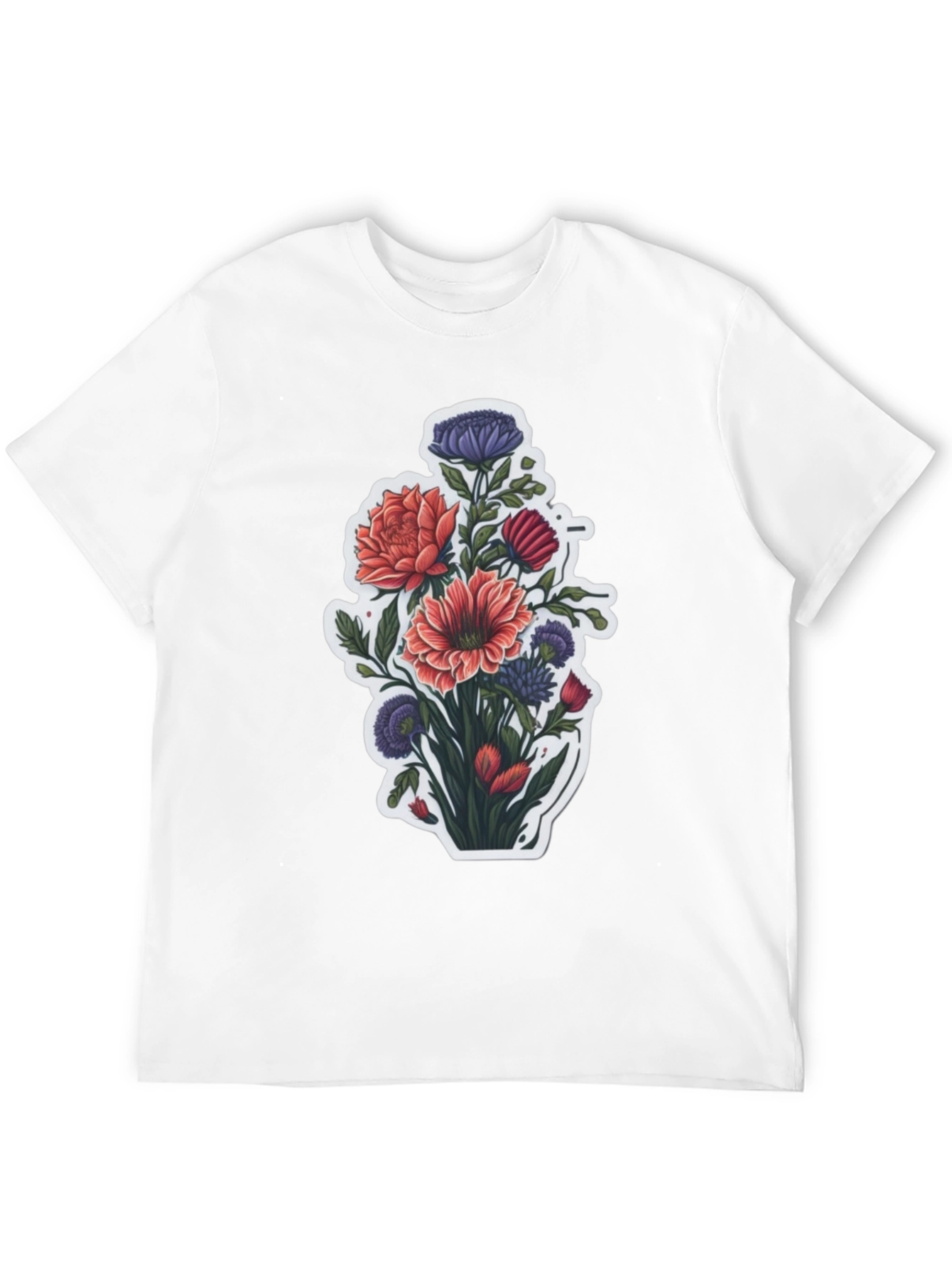 Floral Bouquet Graphic Tee - Stylish Mens T-Shirt