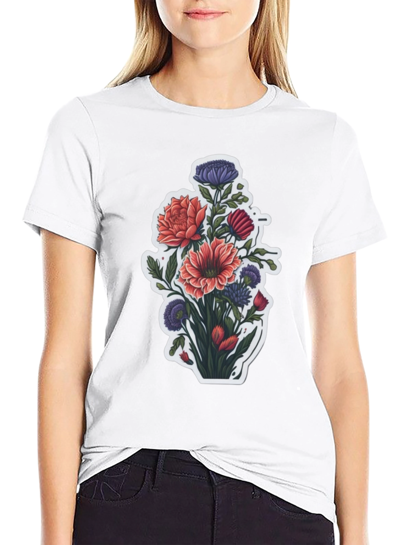 Floral Bouquet Graphic Tee - Stylish Mens T-Shirt
