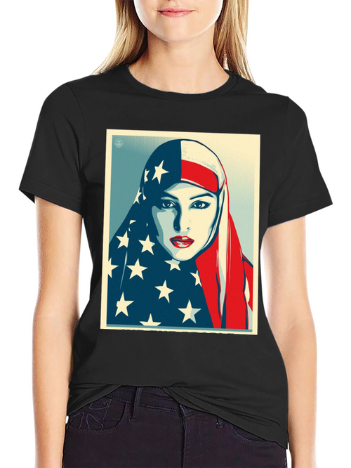 American Flag Hijab Graphic T-Shirt