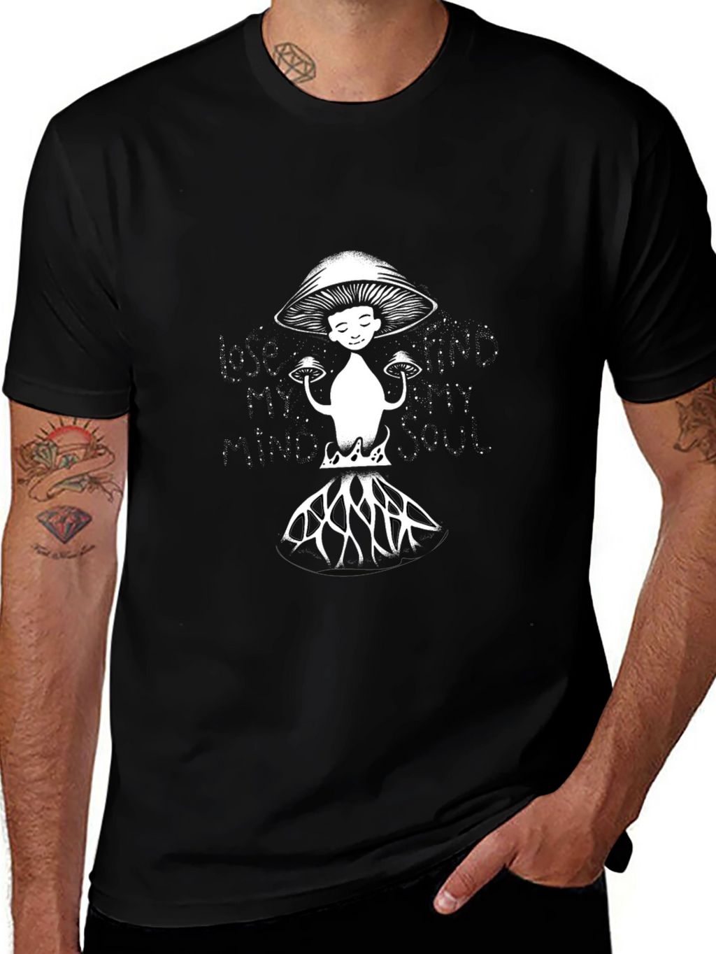 Mushroom Graphic Tee - Black Cotton Blend