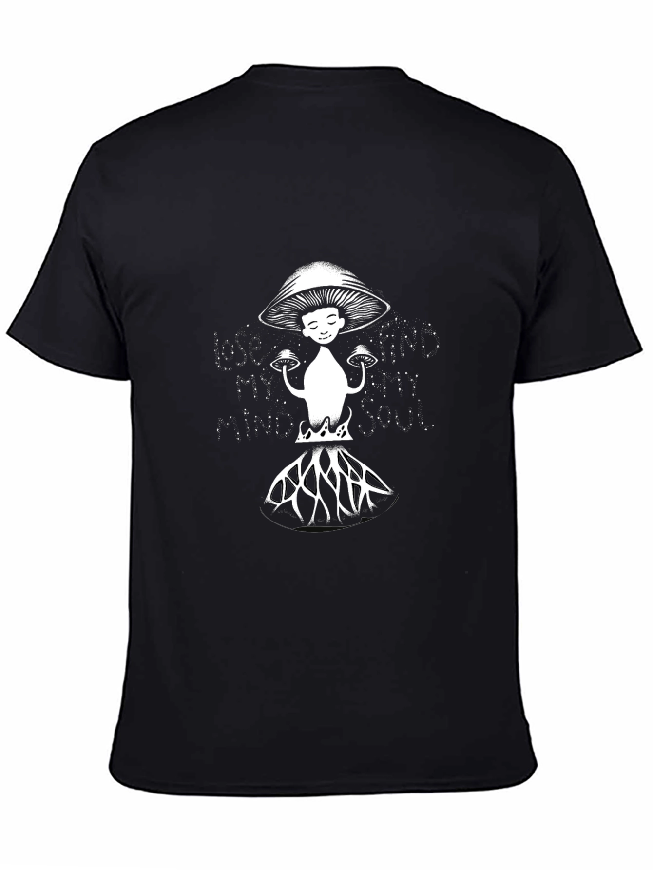 Mushroom Graphic Tee - Black Cotton Blend
