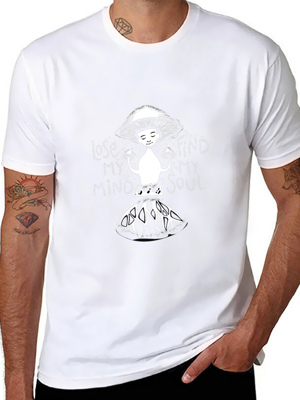 Mushroom Graphic Tee - Black Cotton Blend