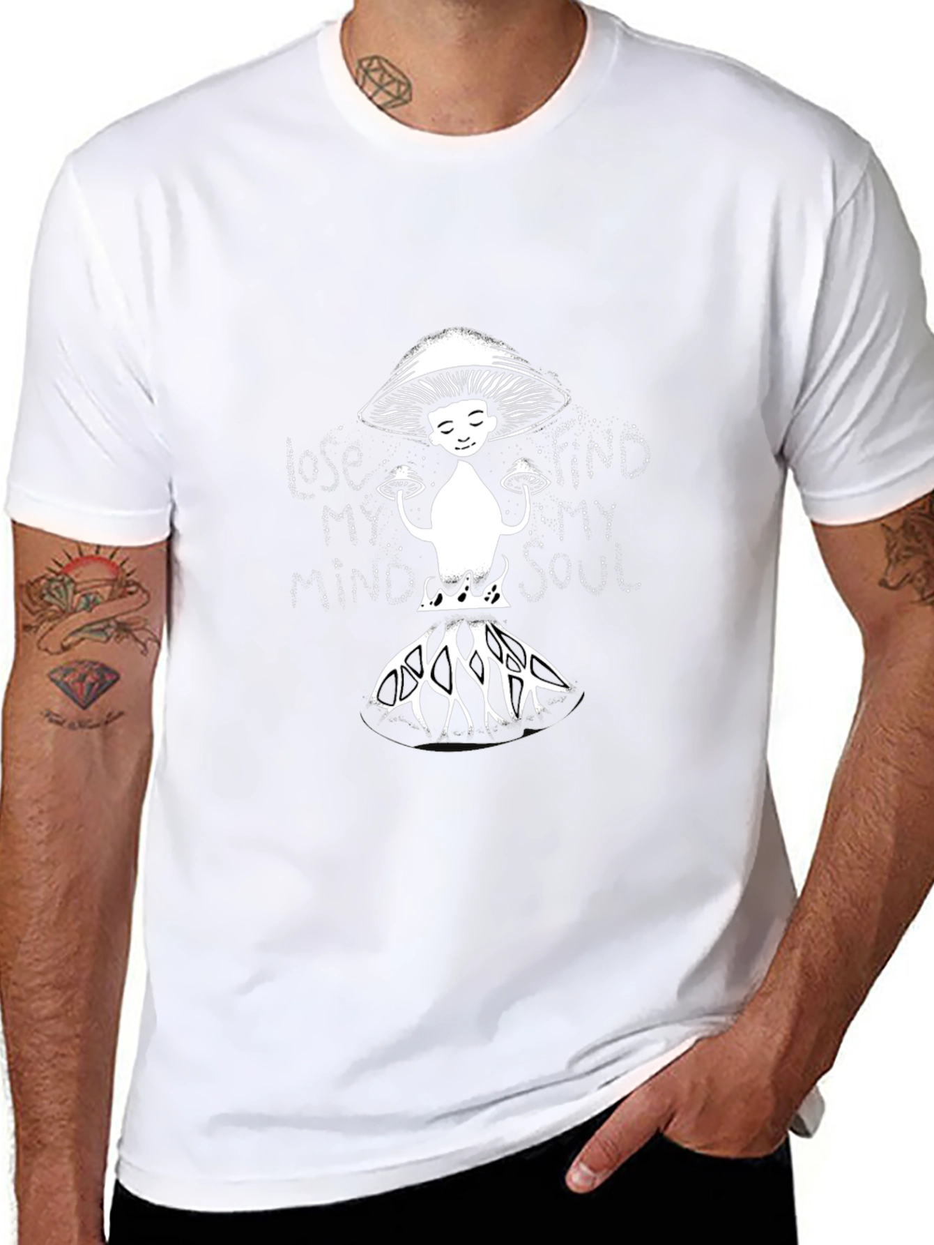 Mushroom Graphic Tee - Black Cotton Blend