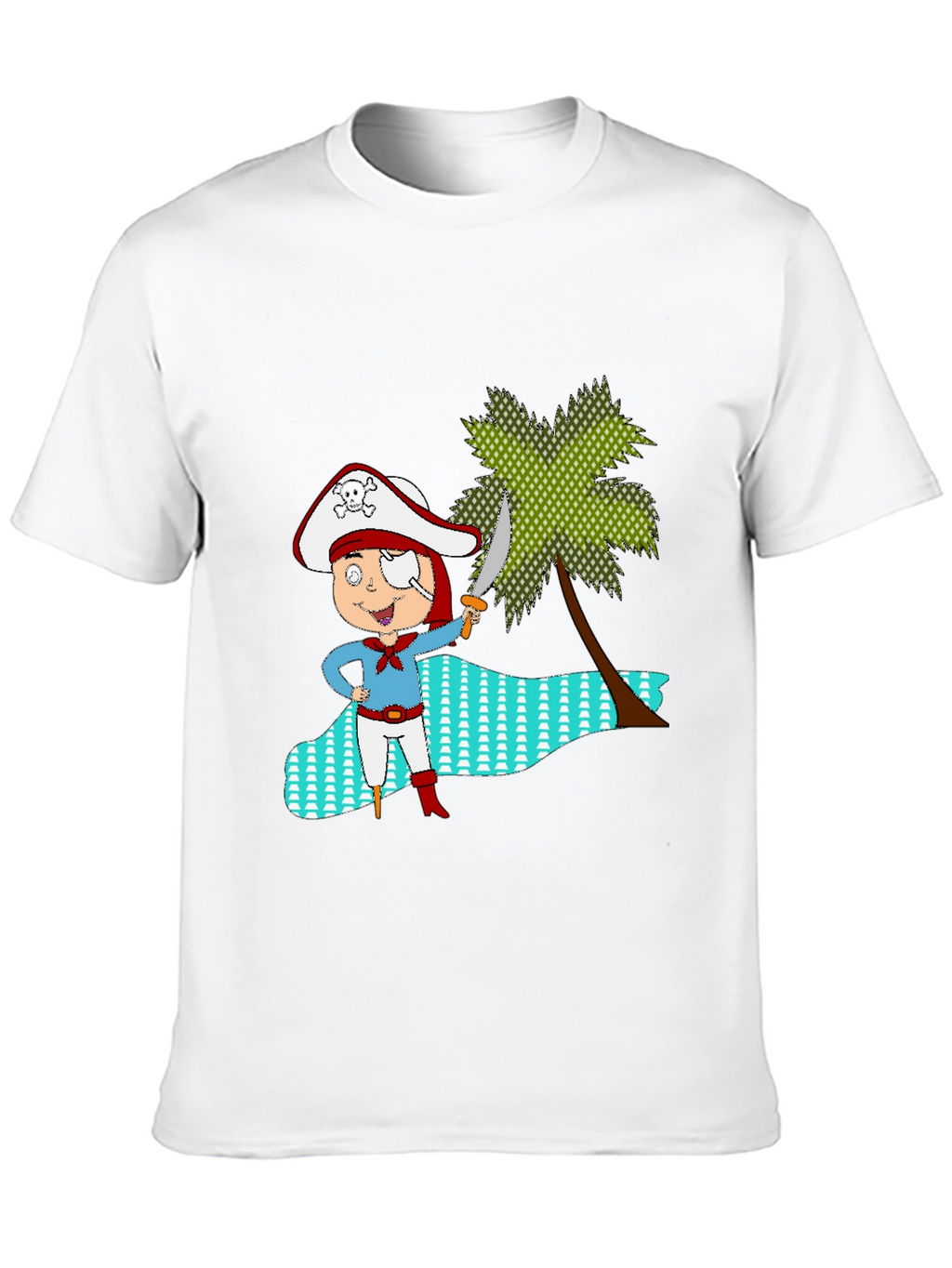 Pirate Cartoon Black T-Shirt