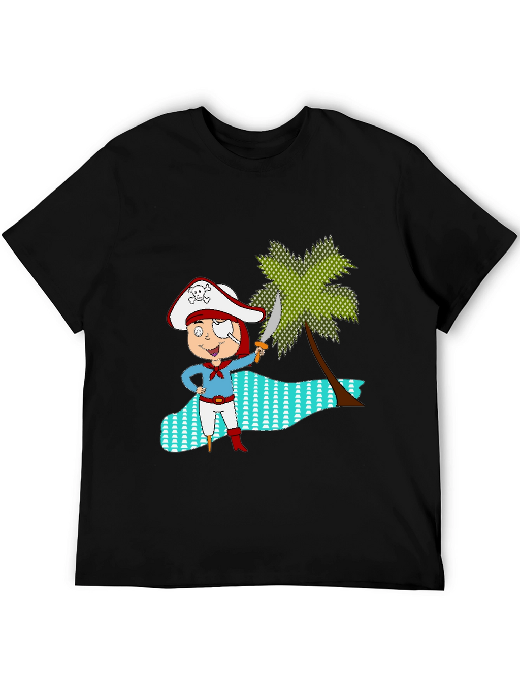 Pirate Cartoon Black T-Shirt