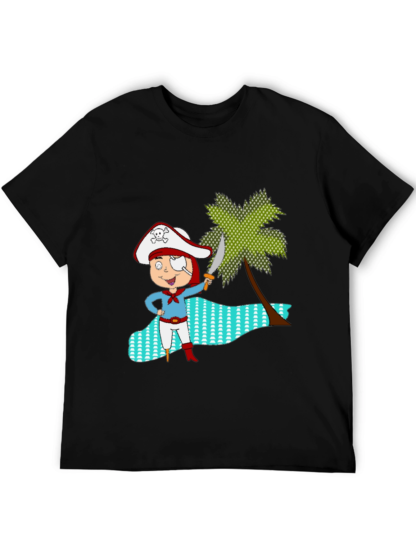Pirate Cartoon Black T-Shirt