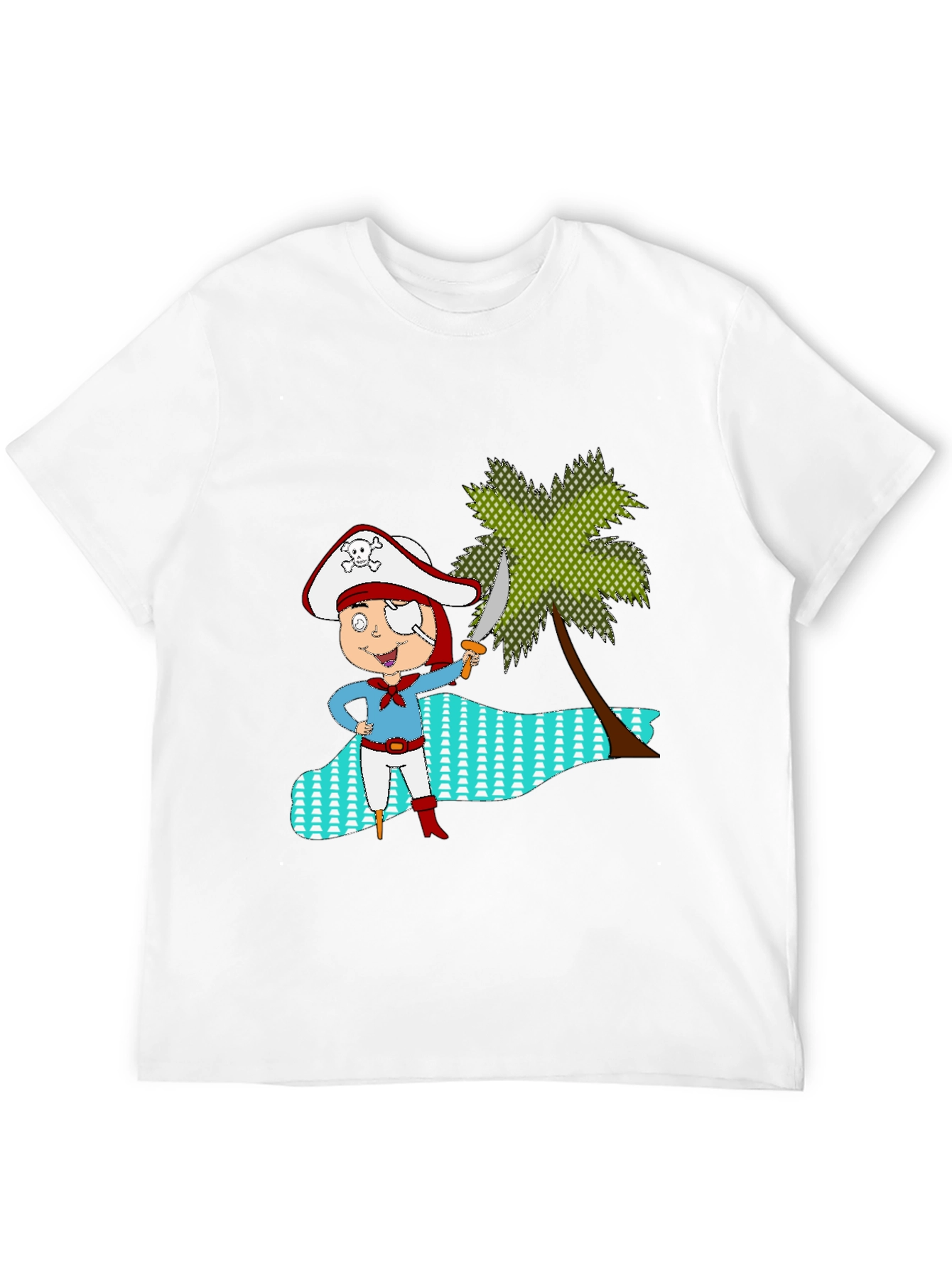 Pirate Cartoon Black T-Shirt