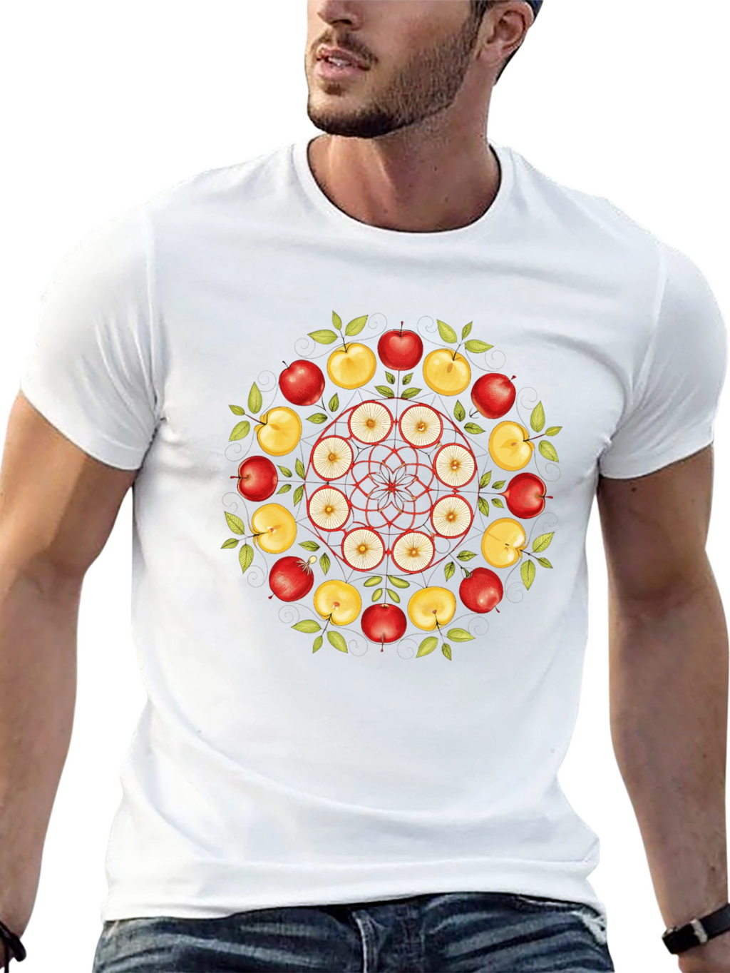 Apple Mandala T-Shirt - Fruit Design Tee