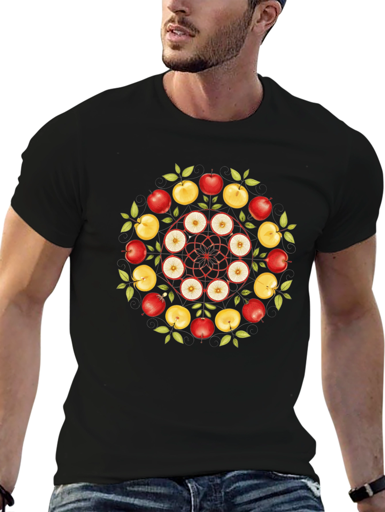 Apple Mandala T-Shirt - Fruit Design Tee