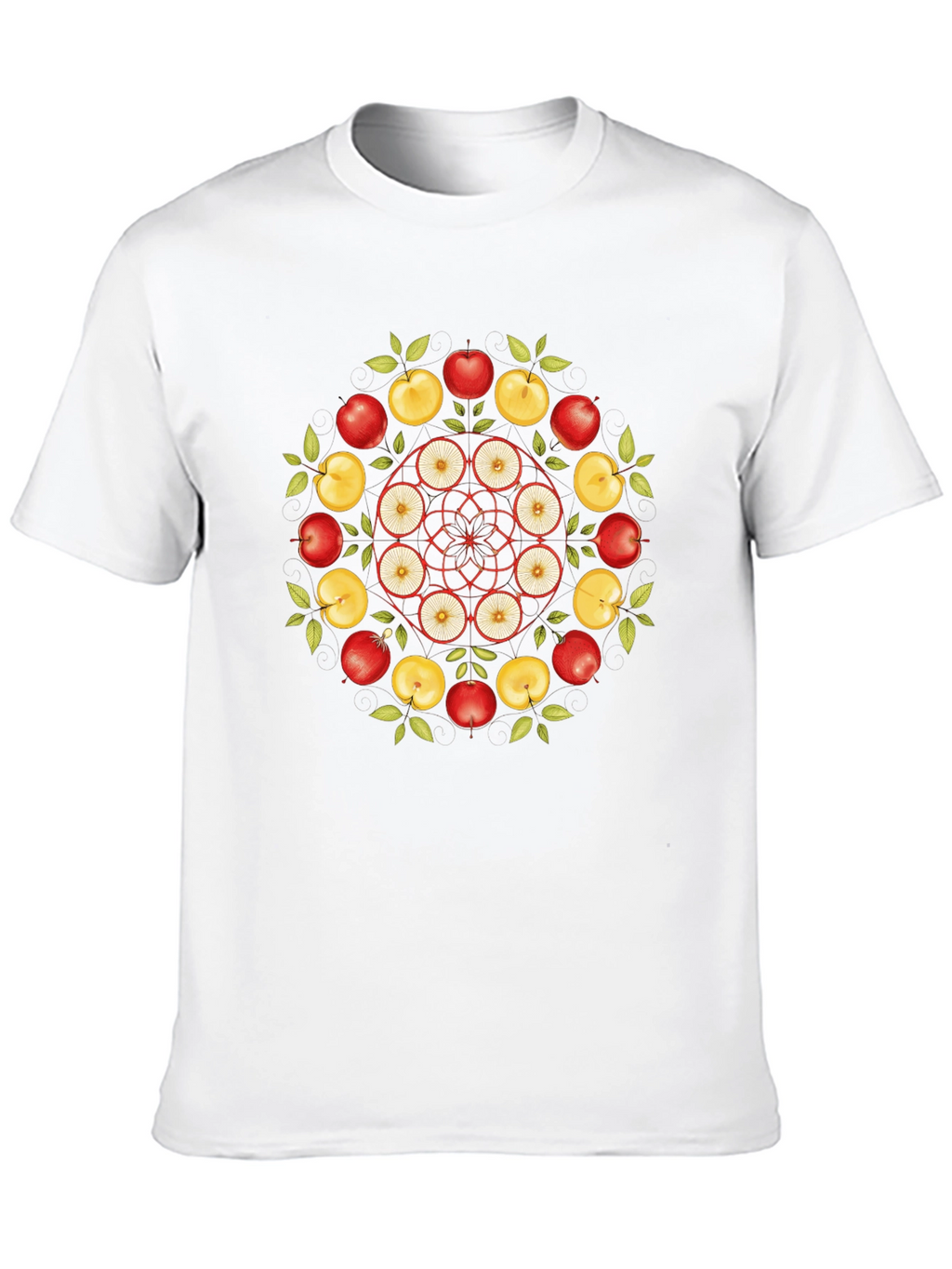 Apple Mandala T-Shirt - Fruit Design Tee