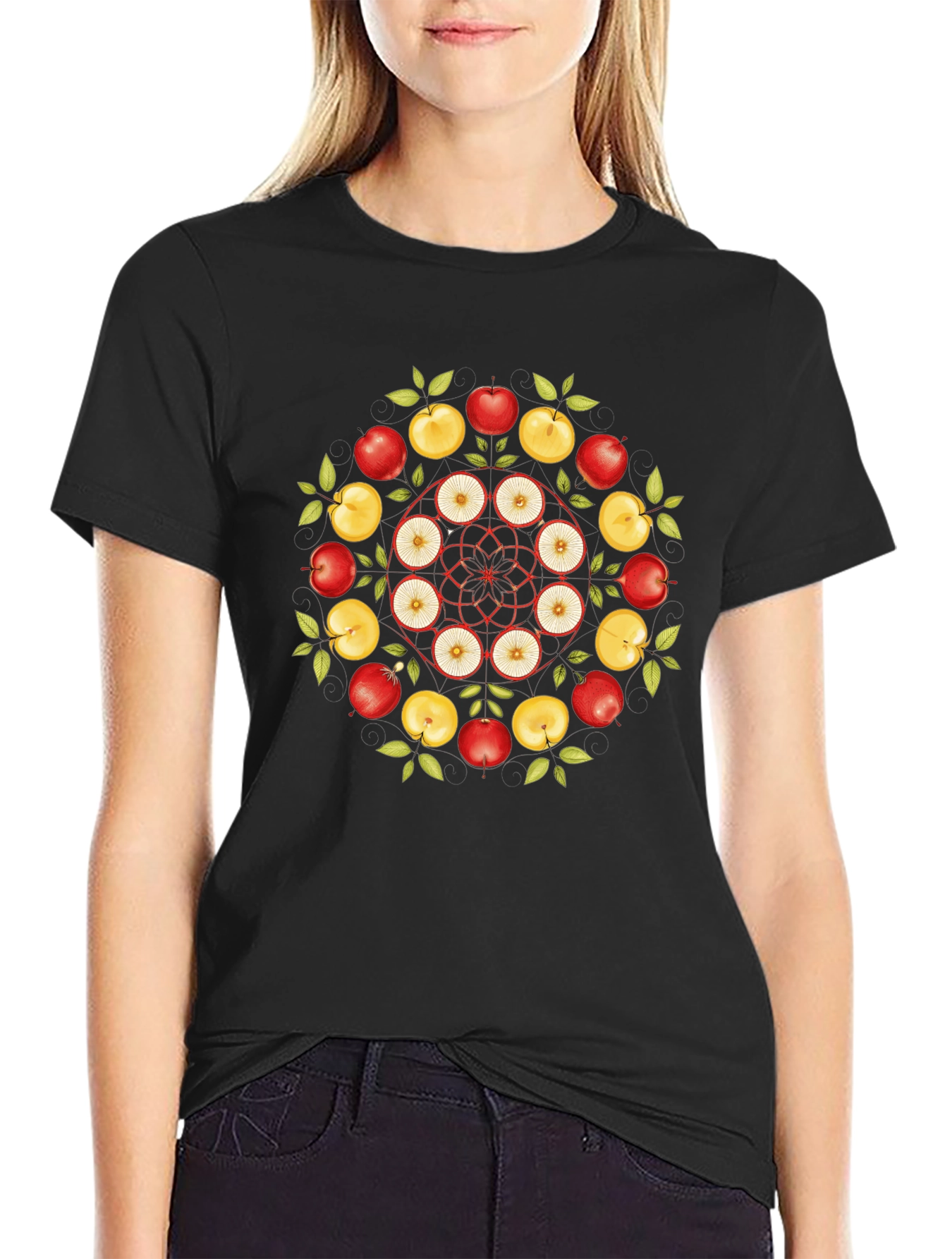 Apple Mandala T-Shirt - Fruit Design Tee