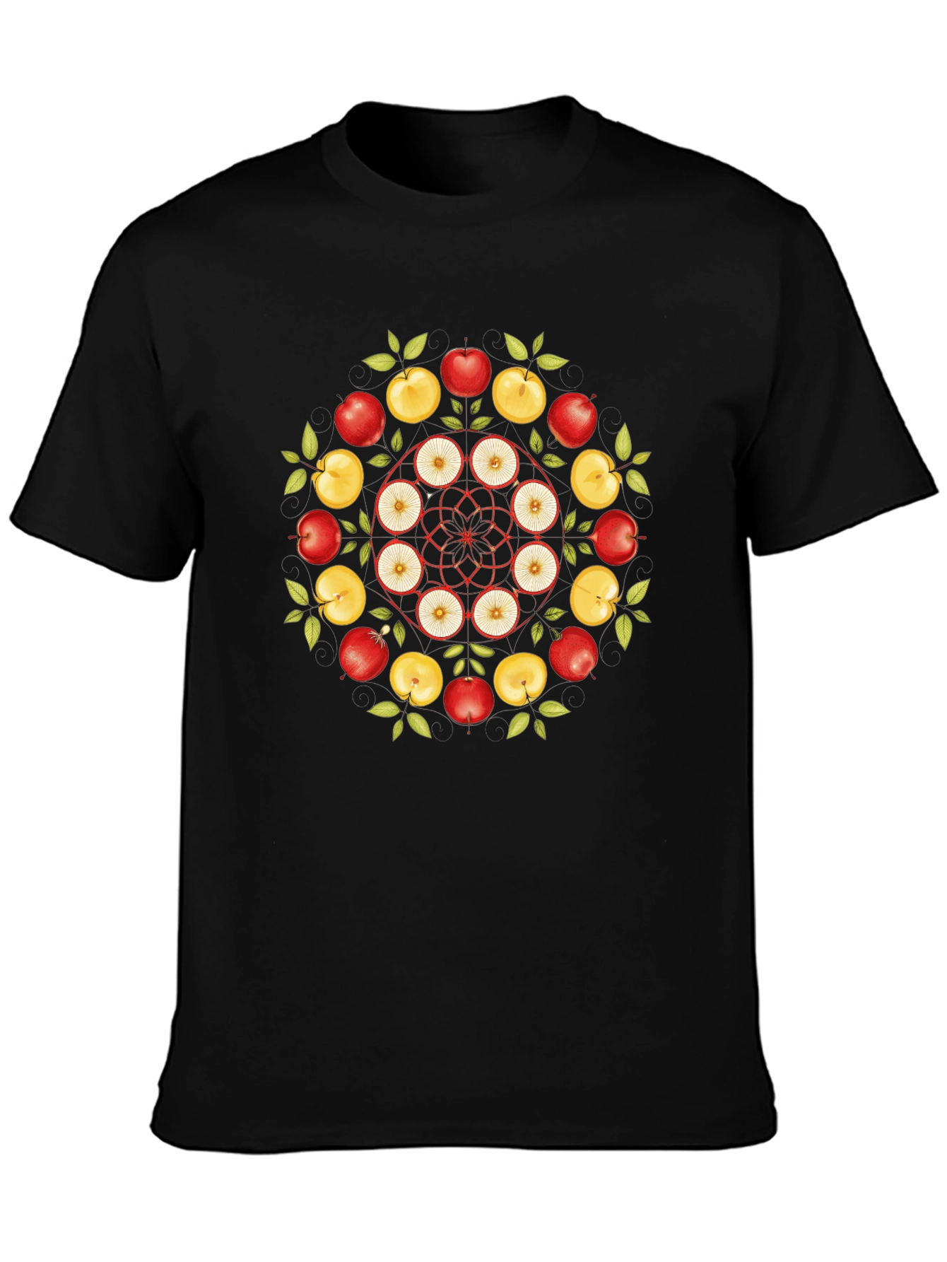 Apple Mandala T-Shirt - Fruit Design Tee