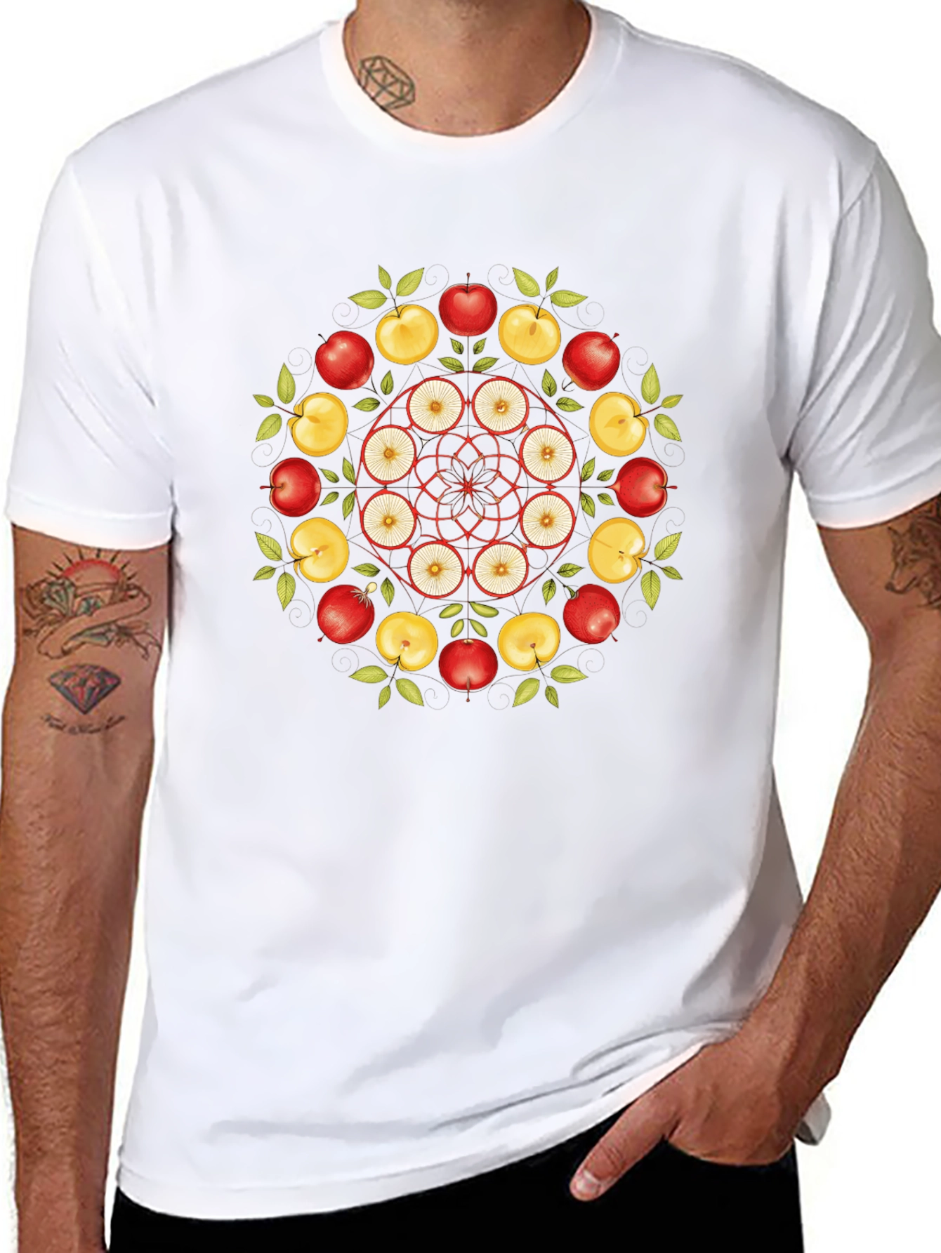 Apple Mandala T-Shirt - Fruit Design Tee