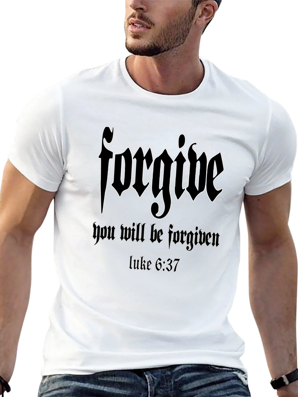 Forgive T-Shirt Christian Verse Luke 6:37 Black