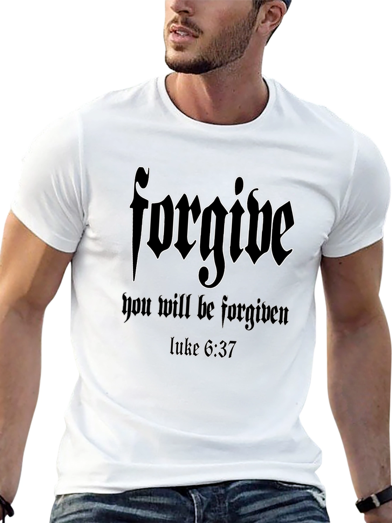 Forgive T-Shirt Christian Verse Luke 6:37 Black