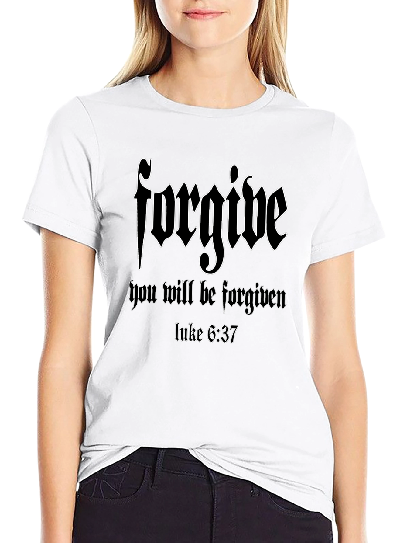 Forgive T-Shirt Christian Verse Luke 6:37 Black