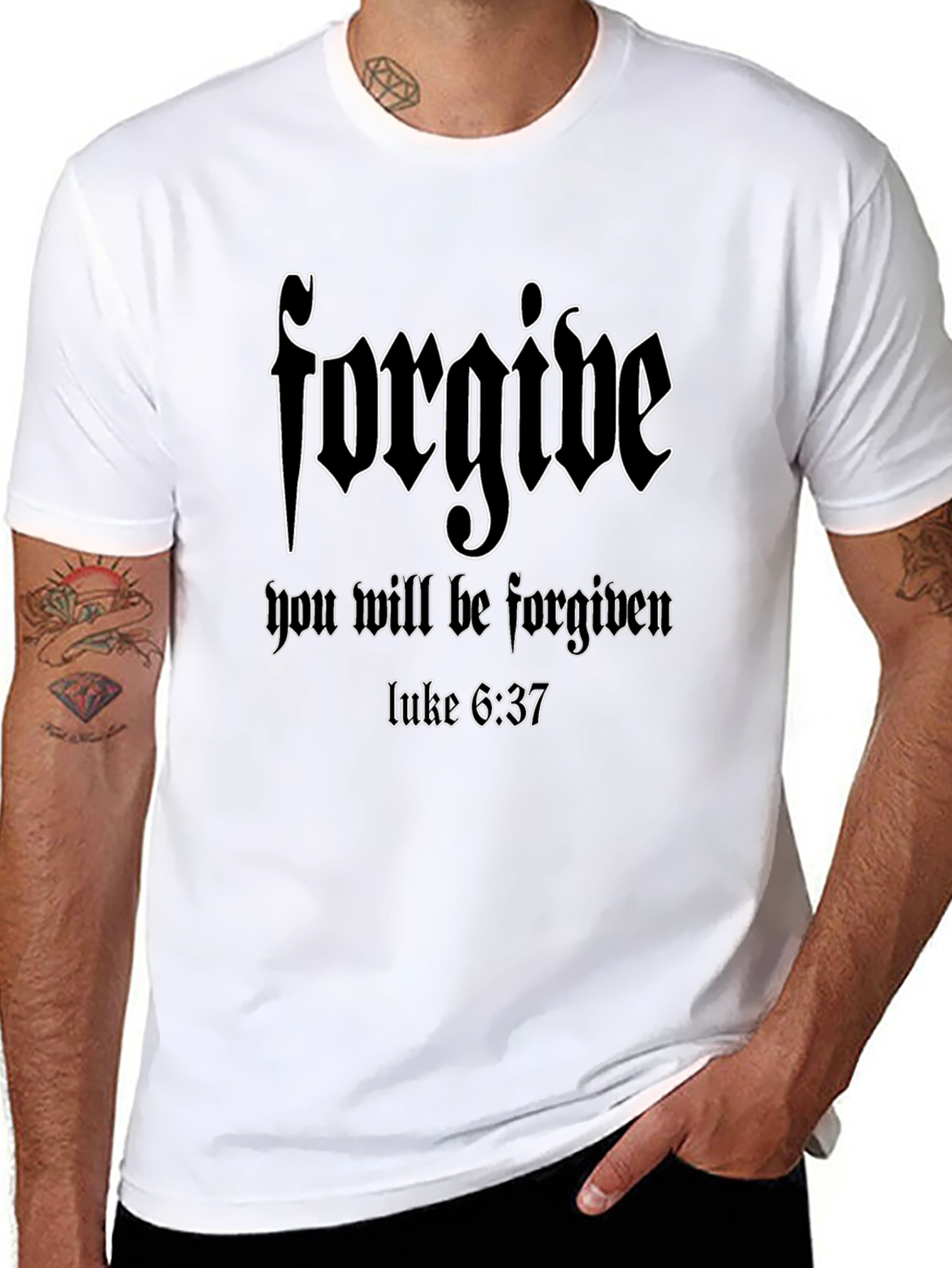 Forgive T-Shirt Christian Verse Luke 6:37 Black